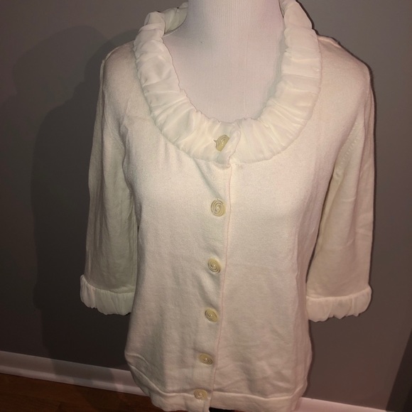J. Jill Sweaters - Elegant J Jill cream cardigan with 3/4 sleeves